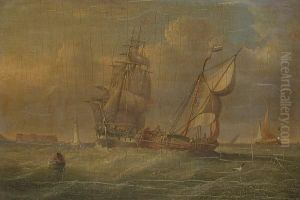 Ships Off The Perch Rock Fort And Lighthouse