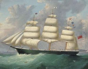 The Full-rigged Ship Duisburg Flying Her Number At Sea