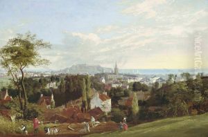 View Of St. Helier, Jersey, With Fort Regent And Elizabeth Castlein St. Aubin's Bay Beyond by Philip Hutchins Rogers