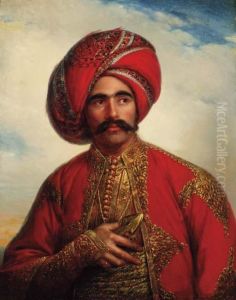 Portrait Of A Gentleman, Half-length, In Anglo-indian Costume