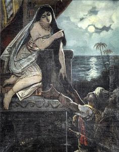 Orientalische Szene Mit Haremsdame Und Soldat