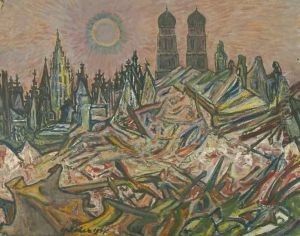 Frauenkirche Nach Der Bombardierung, Abendsonne by Julius Huther