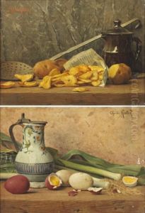Poireaux Et Oeufs Sur Un Entablement