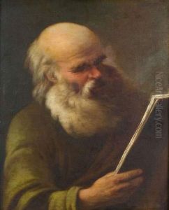 Portrait D'homme Barbu Lisant