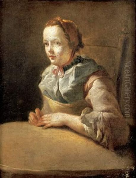 Jeune Femme Assise Devant Une Table - view 1