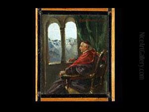 Kardinal In Lehnstuhl Vor Einem Doppelbogigen Fenster by Arthur Hutschenreuter
