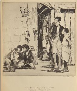 Gossips Windswept Young by Alfred Heber Hutty