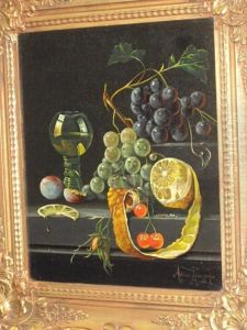 Still Life Of Fruit And Wine Glass by Adriaen Huygens