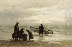 A Shrimper On The Beach by Frederik Lodewijk Huygens