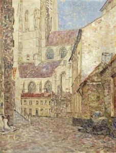 Vue D'une Ville Avec Eglise Gothique En Flandre