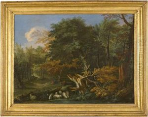 Paesaggio Boschivo Con Pastore E Gregge by Cornelis Huysmans