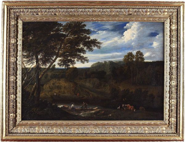 A Wooded River Landscape With Barge, Figures And Animals - view 1