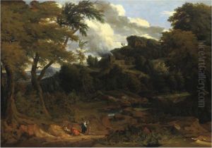 Paesaggio Con Figure E Un Castello Sul Fondo by Jan Baptist Huysmans