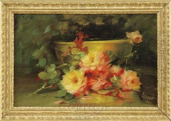 Yellow Bowl With Roses - view 1
