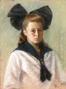 Portret Divky S Eernou Mali by Vojtech (Adalbert) Hynais