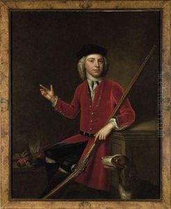 Portrait Of A Young Man, Seated Three-quarter-length, His Gun Underhis Left Arm And His Hound By His Side, With A Dead Pheasant Andgame Birds On A Ledge