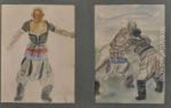 Etude De Lutteurs Asiatiques - view 1