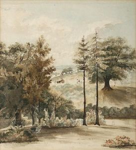 Figures In The Park At Shrubland, Nearipswich by John Thomas Selwin Ibbetson