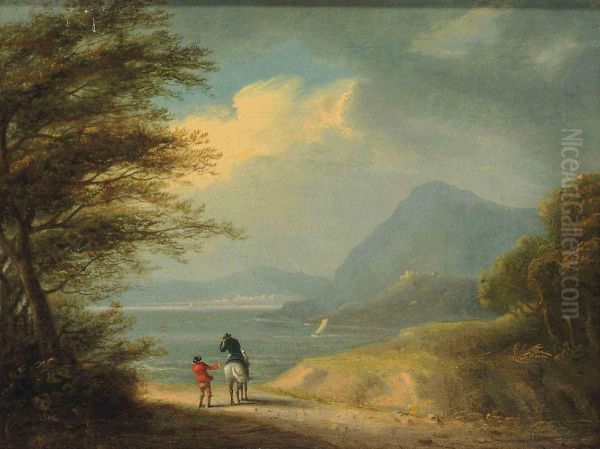 A Coastal Landscape With A Horseman And A Traveller On A Path In The Foreground - view 1