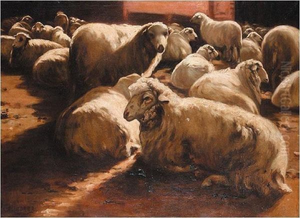Sheep In A Barn - view 1