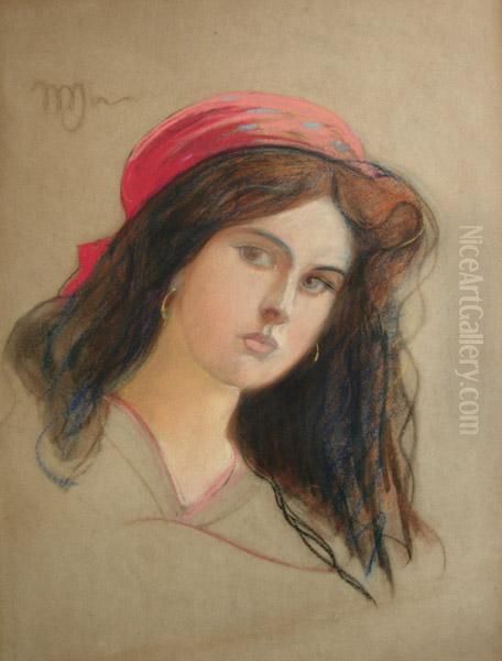 Portret Kobiety W Czerwonej Chustce - view 1