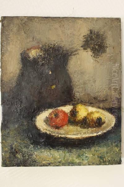 Stilleven Met Kruik En Appels Op Een Bord - view 1
