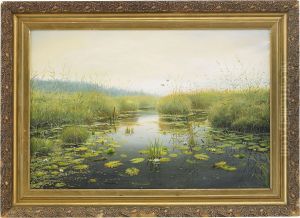 A Pond With Water Lilies by Mikhail Ivanovich Ignat'Ev