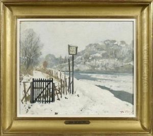 A River Landscape In Winter by Jean Daniel Ihly