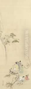 Courtiers Admiring A Waterfall, From Tsurezuregusa (essays Inidleness) by Ukita Ikkei