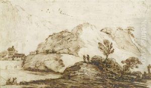 Landscape With Mountain by Il Falsario Di Guerchino