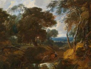 Einebewaldete Landschaft by Philippe-Augustin Immenraet