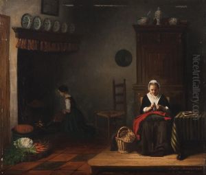 Mending Clothes In The Kitchen by Anna Immerzeel