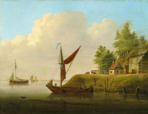 Flusslandschaft Mit Segelbooten by Christiaan Immerzeel