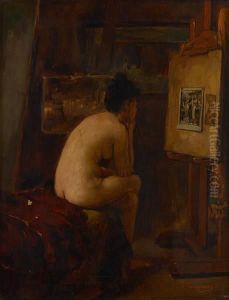 Le Modele Meditant by Josse Impens
