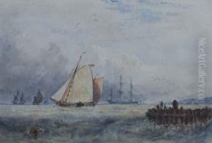 Seascape With Shipping by Joseph Murray Ince