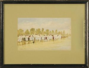 Baptism On The Banks Of The Jordan River by Stanley Inchbold