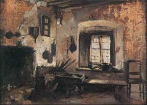 Interno Di Cucina Rustica by Domenico Induno