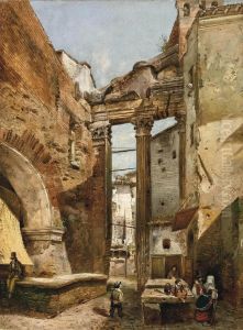 Roma, Il Portico Di Ottavia by Girolamo Induno