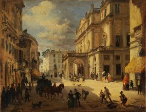 Veduta Di Piazza Della Scala In Milano by Angelo Inganni