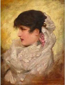 Portrait D'espagnole De Profil. by Francisco Inglada