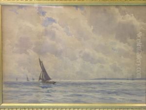 Sailing Boats Off The Cornish Coast by William Ayerst Ingram