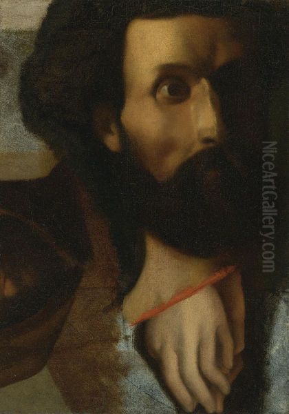 Sketch Of Head Of St... And Hands Of St. John For Jesus Remet A Saint Pierre Les Clefs Du Paradis - view 1