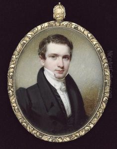 A Young Gentleman, Wearing Black Coat, Matching Waistcoat, Frilled White Chemise And Tied Stock