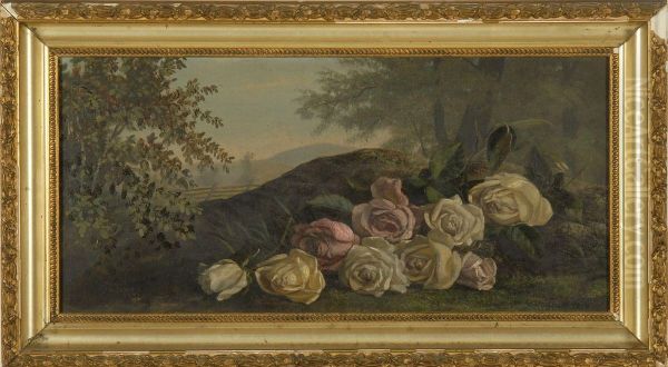 Still Life Of Roses In A Landscape - view 1