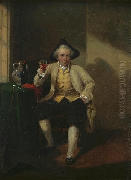 Seated Man Holding A Glass Of Port - view 1