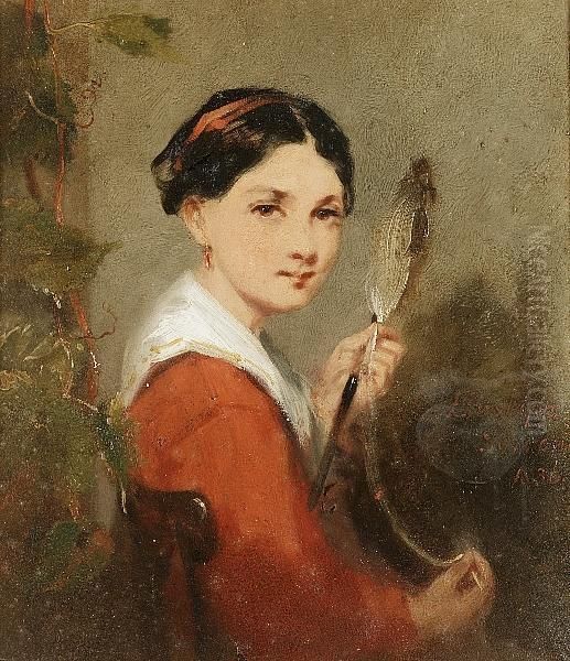 A Young Girl Holding A Distaff - view 1