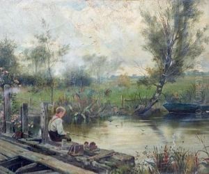 Fishing At The Riverbank Fishing At The Riverbank
