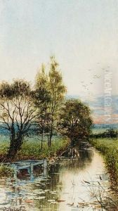 Abendliche Landschaft Mit Bachlauf. by Thomas Ireland
