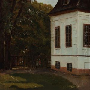 Two Girls In The Garden At Frederiksdal, Denmark by Valdemar Irminger