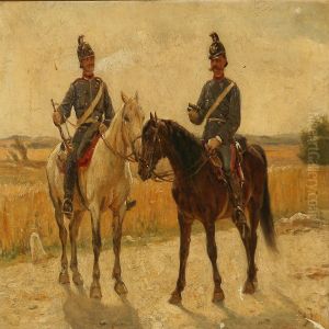 Dragoons On Horseback by Valdemar Irminger